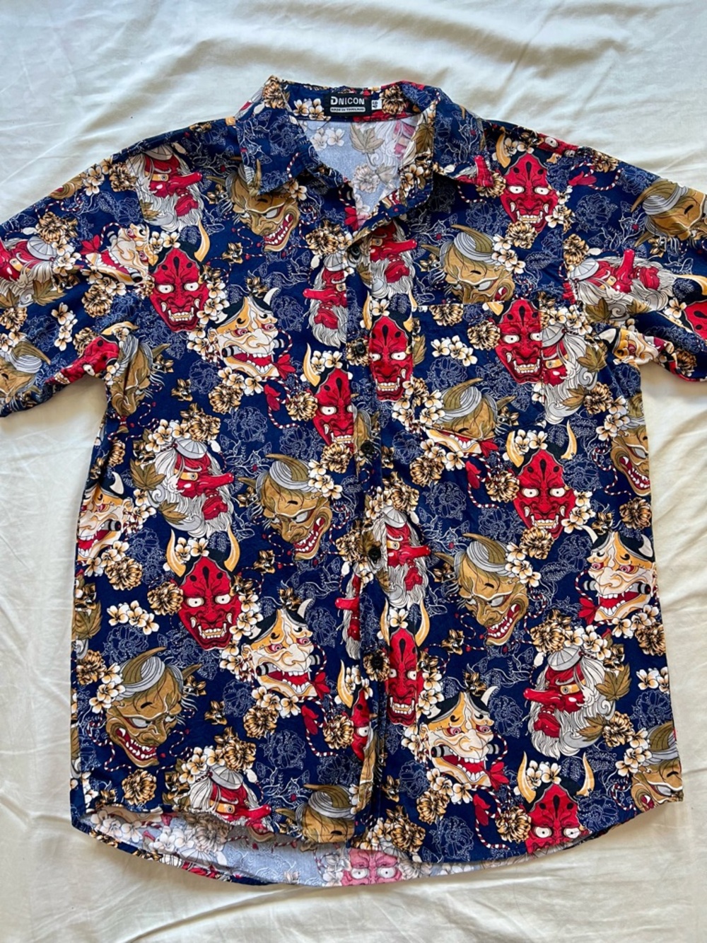 Hannya print short sleeve button down